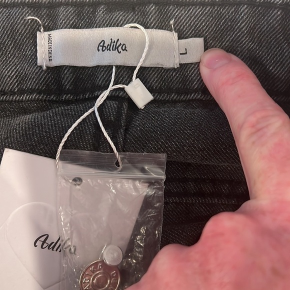 Adika Davis Distressed Black Grey Jeans Size Large NWT - Picture 8 of 11